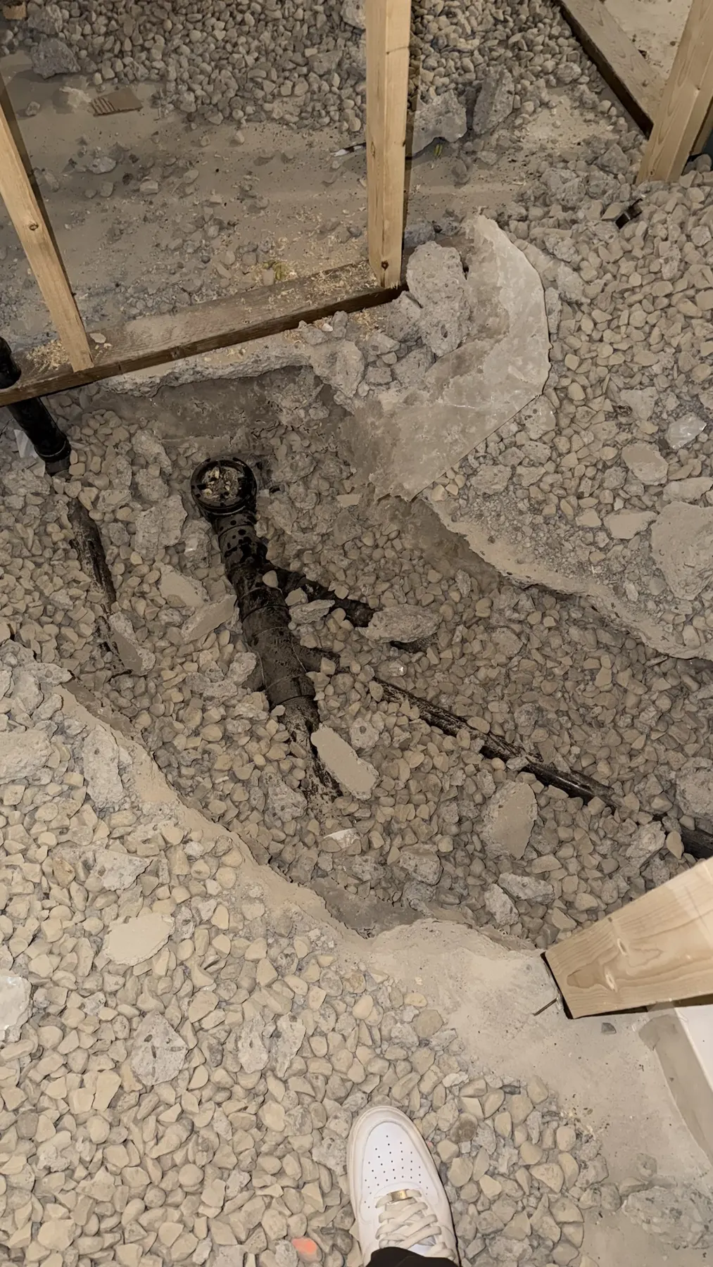 Slab cut for drain lines