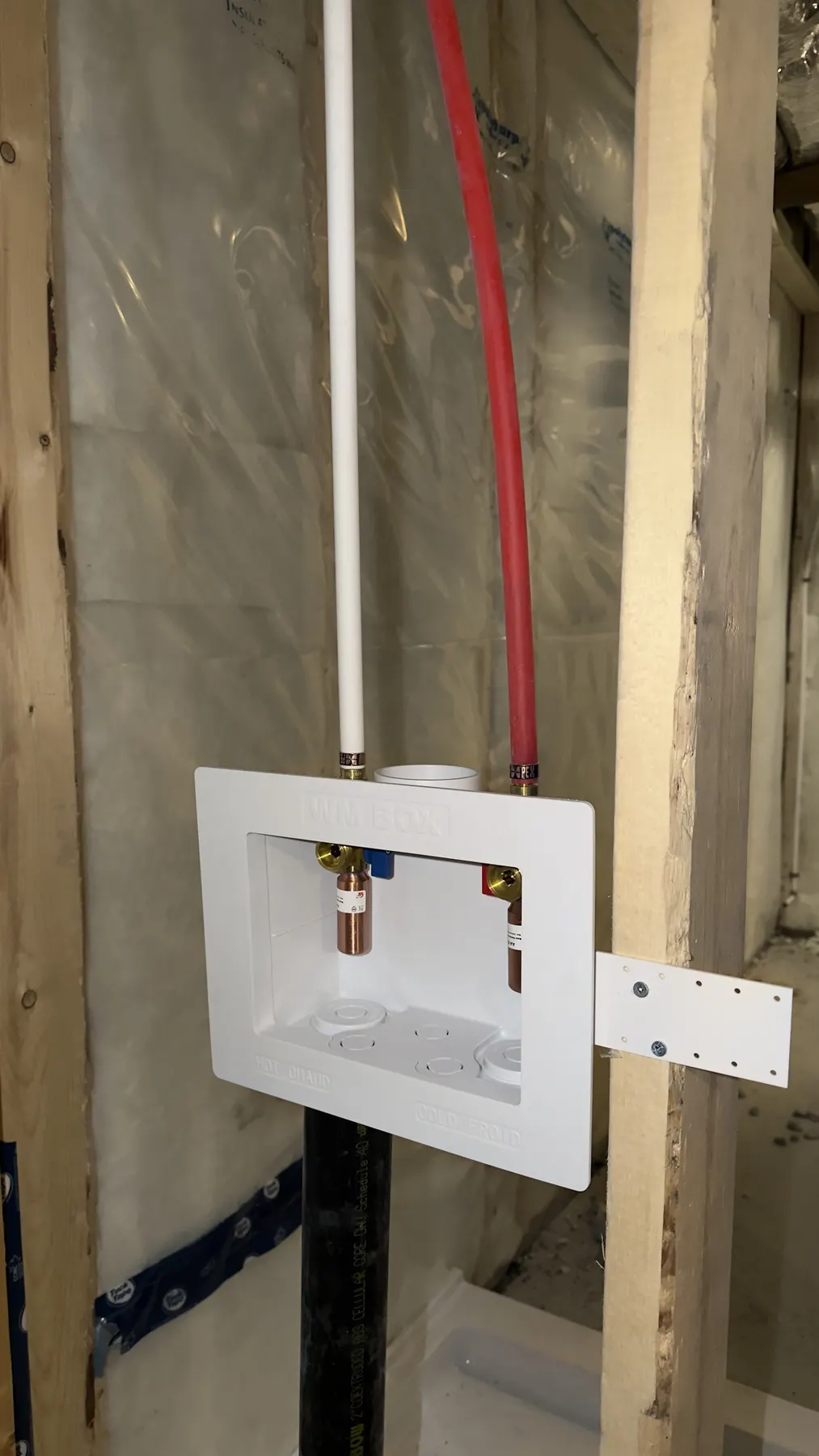Laundry box and supply lines