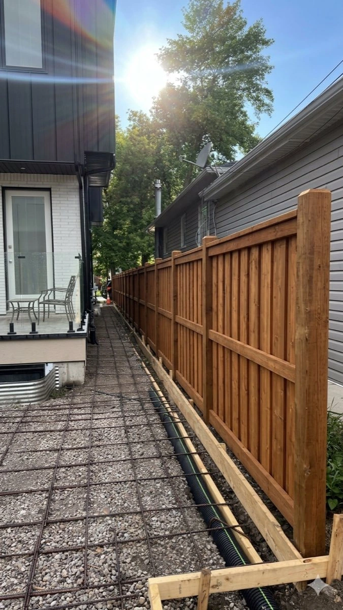 Fence line during the build