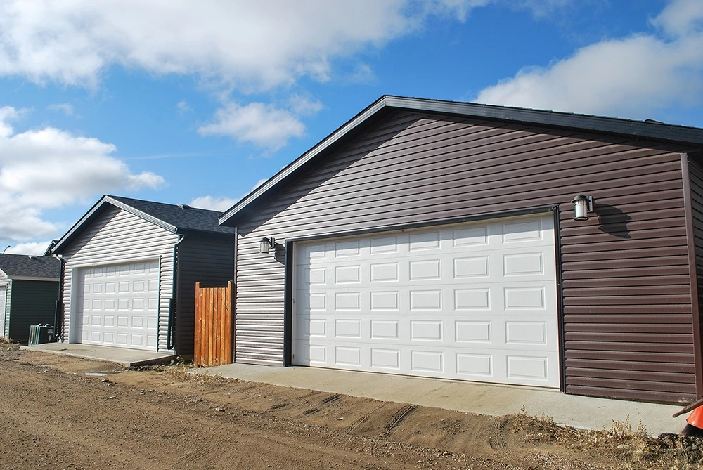 Concrete apron and overhead door