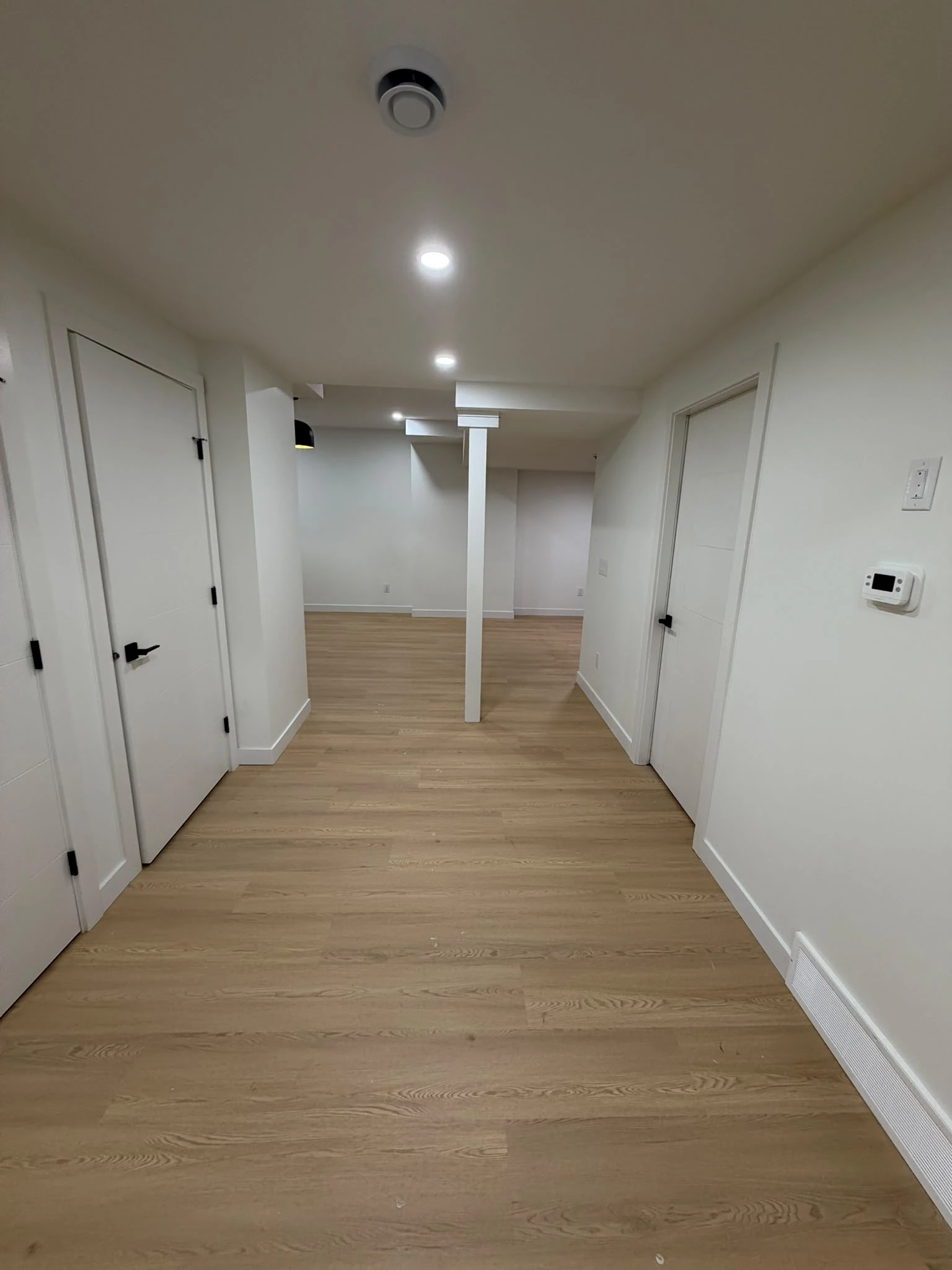 Finished basement hallway
