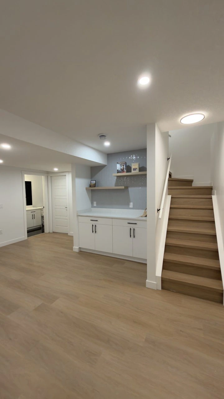 Basement wet bar and rec room
